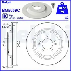 DELPHI BG5059C | Fren Diski (Çiftli Paket)-Boyalı, Deliksiz