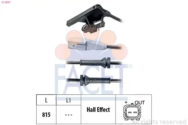 FACET 21-0027 | ABS Kablosu Sensörü Arka Sağ Sol 307 C4 1 6 2 0 01
