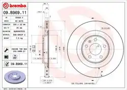 BREMBO 09.B969.11 | Fren Diski VW A6-A8-A4 2010- Quatro Arka 330X22 | 2 Adet