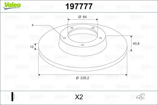 Valeo 197777 Arka Fren Diski Aynası Düz Mitsubishi Carisma 1995 2006 Volvo S40 95 V40 95 Düz 260mm