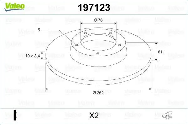 Valeo 197123 Arka Fren Aynası Diski Hyundai İ30 07 12 İx35 10 Ceed 06 Sportage 10 262 mm