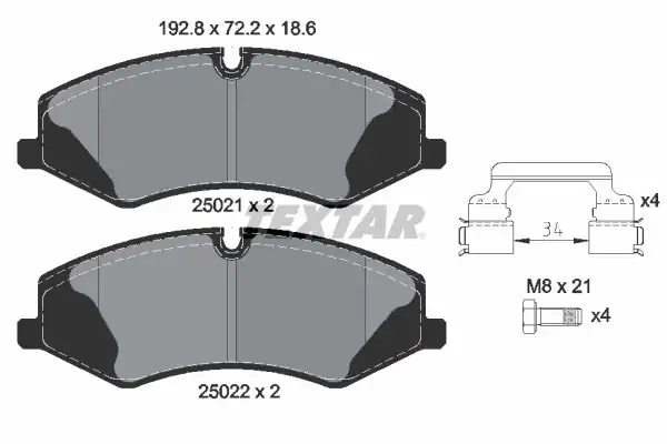 TEXTAR 2502101 | Fren Balatası Disco 4 R Sport 3 0 3 6 Ön Land Rover Range Rover Discovery Sport V IV Bm 06 18