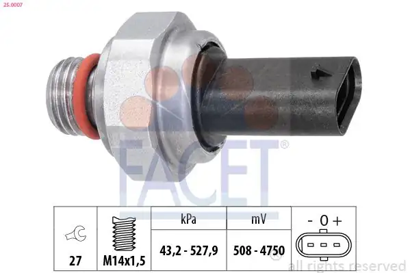 FACET 25-0007 | Egzoz Basınç Sensörü Bmw G20 G30 F20 F10 F32 G11 F39 F48 G01 G02 G05 F26 G07 788816