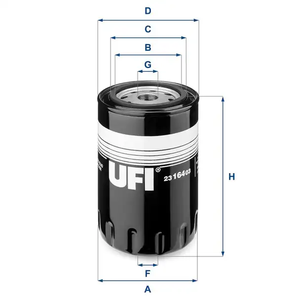 UFI 23-164-03 | Yağ Filtresi VW Caddy 95 04 Golf 83 99 Jetta 80 91 Passat 80 96 Polo 86 99 Lt35 82 96