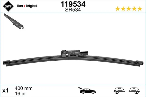 Valeo 119534 Silecek Süpürgesi Arka 400mm Opel Vivaro B Trafic III Renault Talento Nv300