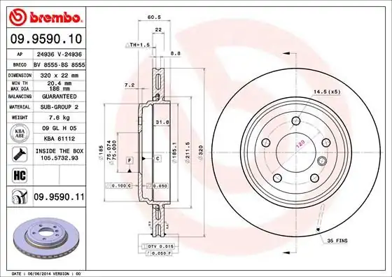 BREMBO 09959011-2 | Fren Diski Arka Bmw E46 99 05 Kaplamalı 2 Adet