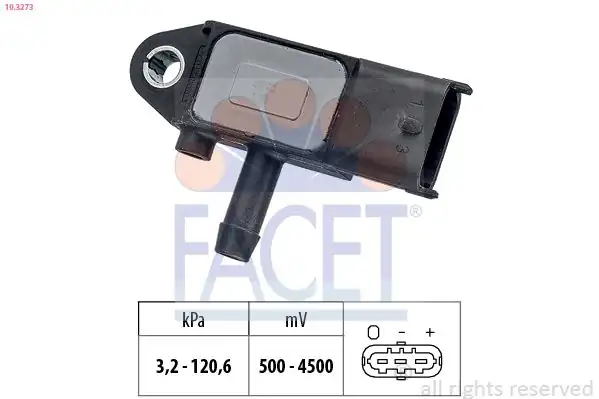 FACET 10-3273 | Egzoz Basınç Sensörü Opel Astra H Astra J Corsa D Insignia A Meriva B Vectra C