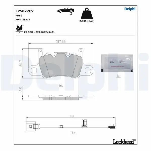 DELPHI LP5072EV | Fren Balatası Elektrikli