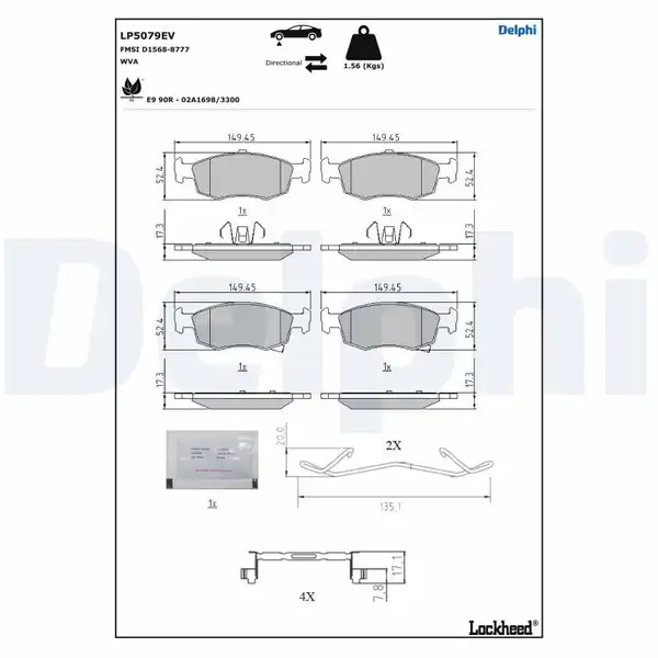 DELPHI LP5079EV | Fren Balatası Elektrikli