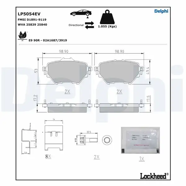 DELPHI LP5054EV | Fren Balatası Elektrikli