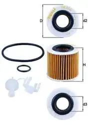 MAHLE OX416D2 | Toyota Corolla/Auris 1.6 09-18 / Avensis 1.6-2.0 09-18 / Rav4 2.0 09-16 Yağ Filtresi