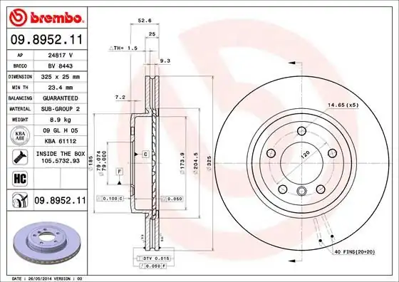 BREMBO 09895211-2 | Fren Diski Ön Havalı Bmw E46 Z4 E86 E85 2 Adet