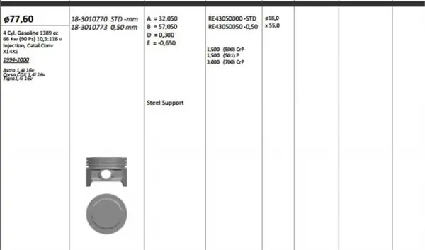 KİNG 18-3010773 | Motor Piston Segmanı 77 60 0 50mm Astra 1 4i 16v Corsa Cdx 1 4i 16v Tigra 1 4i 16v X14xe 4 Sil. 4 Adet