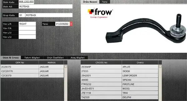 FROW ALTTAKIM 8681202003 | Rot Başı Arka Sağ Jaguar S Type Xj Xk