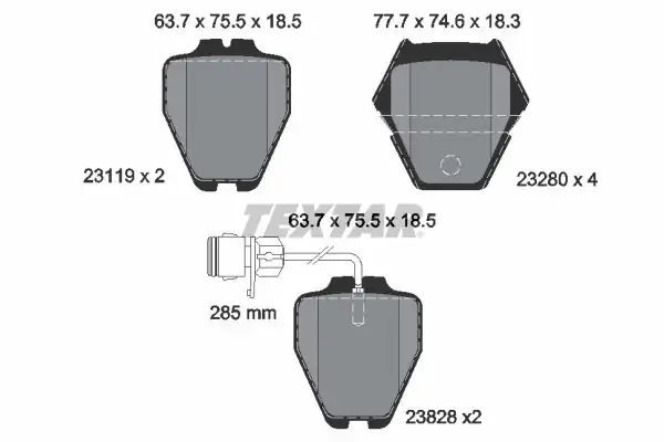 TEXTAR 2311901 | Fren Balatası VW A8 2 5 3 7 TDI Ön 97 02