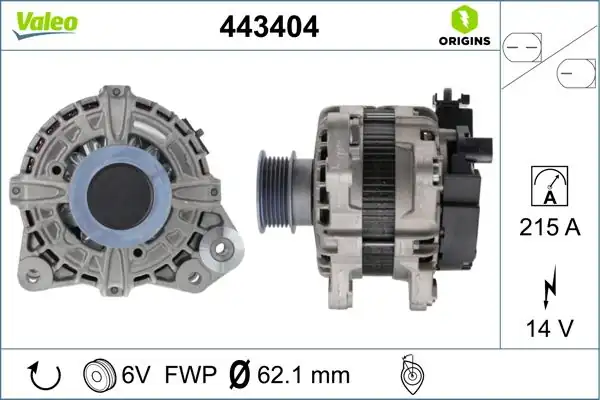 Valeo 443404 Alternatör Komple Volvo S60 II S80 II V40 V60 İ V70 III V90 II 15 12v 215a
