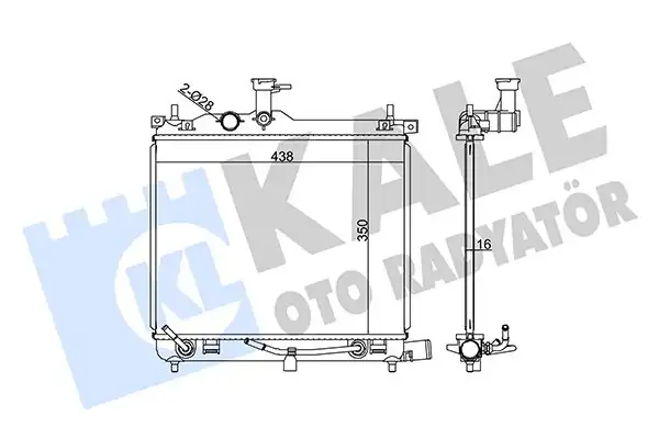 KALE 358400 | Motor Su Radyatörü Hyundai İ10 1 1 1 2 2008 Otomatik 350x438x16