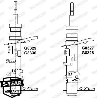 Monroe G8327 Citroen C Elyse P301 Ön Sağ Amortisör 51mm 12 871947