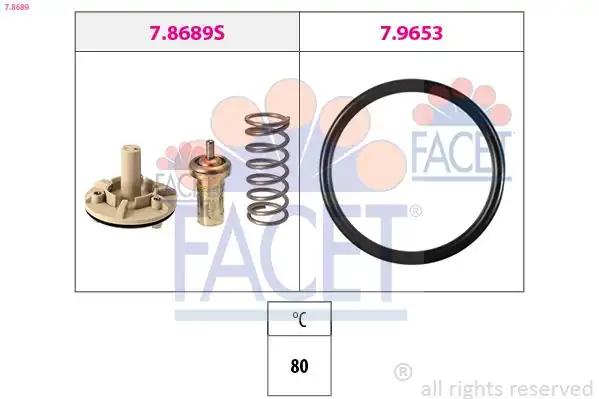 FACET 7-8689 | Termostat 80 95 Golf Jetta Polo Scirocco Tiguan Touran A1 Fabia Ibiza Alhambra 1 4 TSI TFSI 08