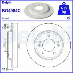 DELPHI BG4964C | Fren Aynası Arka Hyundai Elantra 2016- i30 1.6 CRDi 262X5