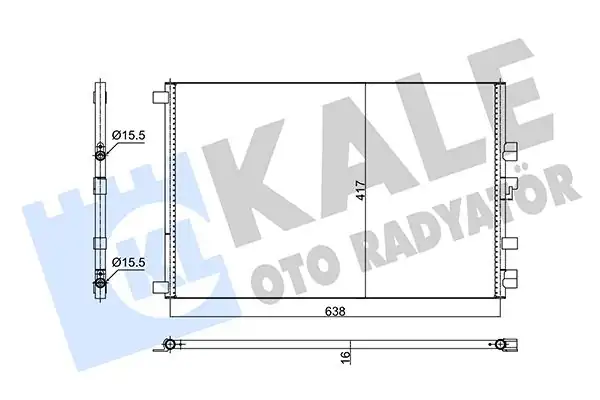 Kale Radyatör 352575 Klima Radyatörü Kondenser Renault Megane II Scenic II 1 9 2 0 dCi 05 Kurutucusuz Brazing Al Al