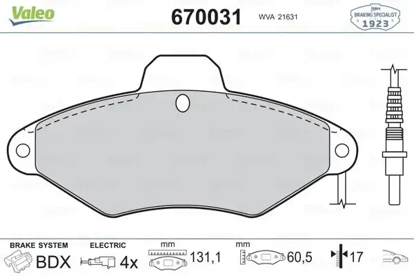 Valeo 670031 Ön Fren Balatası Xantia 1 6 93 97 Fişli Citroen Xantia 1 6