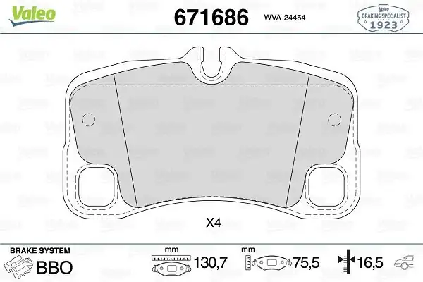Valeo 671686 Arka Fren Balatası Porsche 911 Carrera Cabrio 06 12