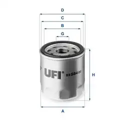 UFI 23.584.00 | Yağ Filtresi (Metal) Boxer III Jumper III 22Dt Puma C81 110Bg C96 130Bg C110 150Bg Euro5 Transit V347 Custom V363 2.2 TDCI 155Ps 11 /-Land Rover Defender 2.2Td4 11 -