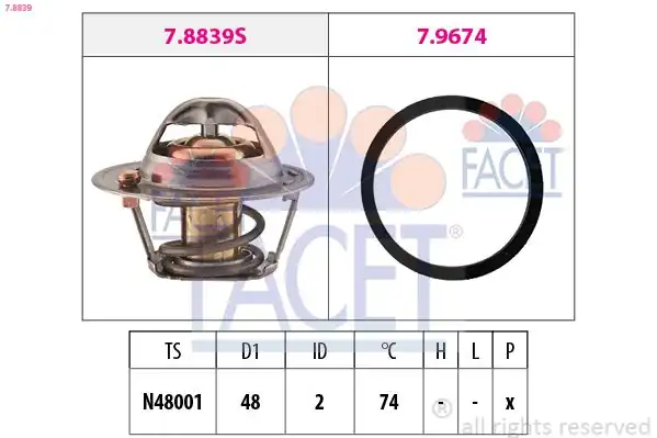 FACET 7-8839 | Termostat Focus II 1 4 1 6 Zetec 74c Contalı