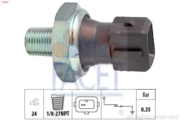FACET 7-0091 | Yağ Basınç Şalteri 2 5 Turbo Dizel Defender 87 06 Discovery 2 98 04 878421