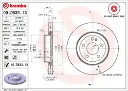 BREMBO 09.D533.13 | Fren Diski (Mercedes W205 / 213 / 238 Arka) Kaplamalı | 2 Adet