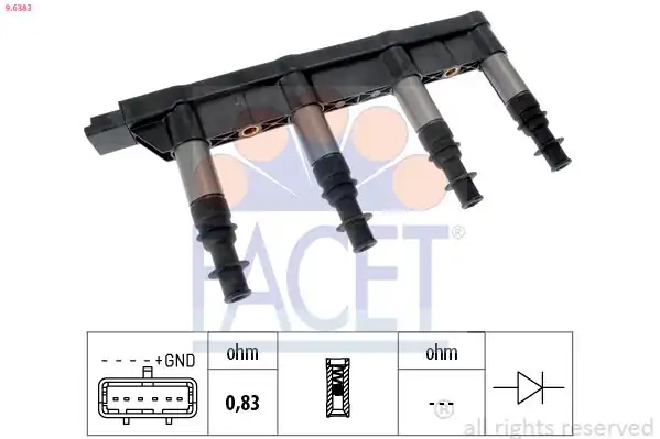FACET 96383 | Ateşleme Bobini Citroen C2 C3 C4 Peugeot P206 P307 03