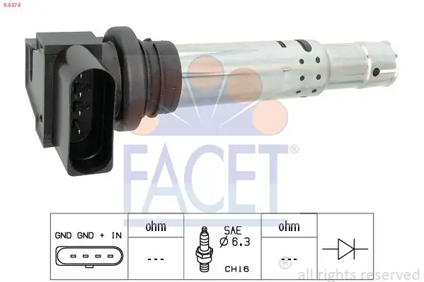 FACET 96374 | Ateşleme Bobini VW Golf IV V VI Bora Jetta Polo Audi A3 00 1 4 16v 1 6 FSI 1 4 TSI