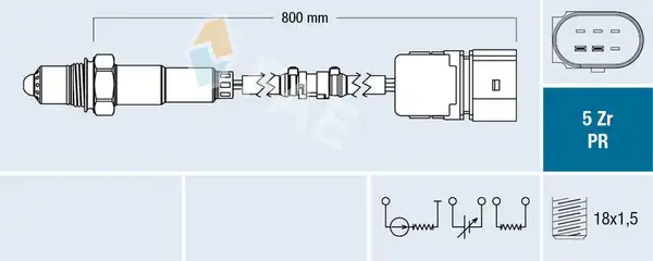 FAE 75043 | Oksijen Sensörü Lambda Sondası Katalitik Konvertor Öncesi Caddy 04 15 Touran 03 10 Bsf Chga