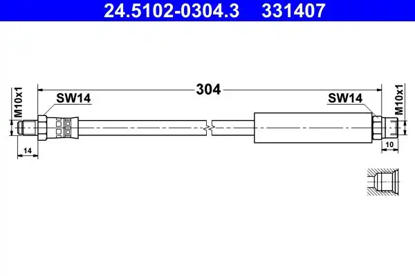 ATE 24.5102-0304.3 | Fren Hortumu Arka E-60 / 61 / 63 / 64 / 65 / 66