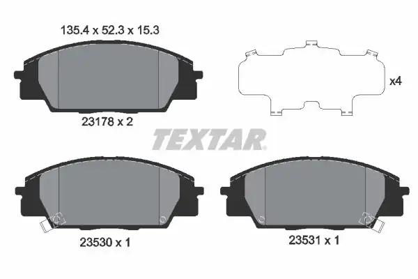 TEXTAR 2317801 | Fren Balatası Civic Type R S200 01 06 Ön