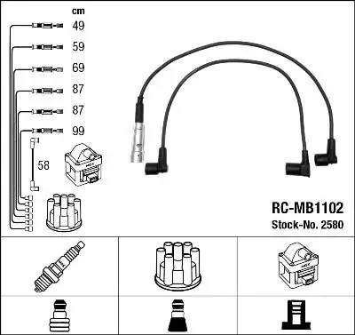 NGK 2580 | Ateşleme Kablosu Seti W126 79 85 W460 79 89 R107 74 85