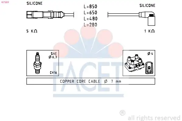 FACET 4-7223 | Buji Kablo Takımı Jetta 11 18 Touran 06 10 Caddy 04 15 Beetle 02 10