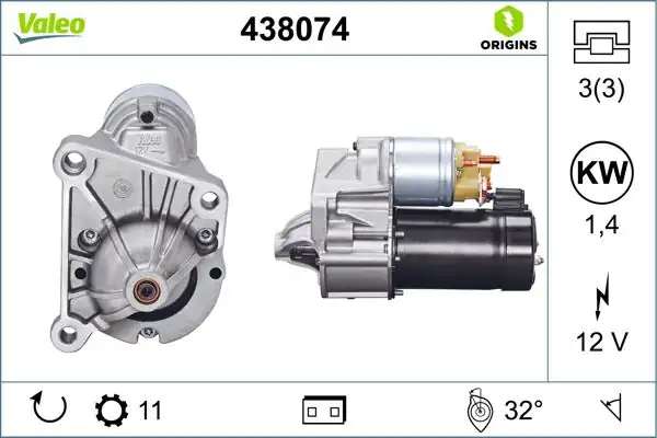 Valeo 438074 Marş Motoru 12v 1 4kw Renault Kangoo Clio II Laguna 1 9d