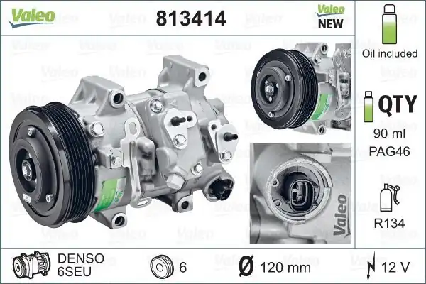 Valeo 813414 Klima Kompresörü Toyota Auris 1 6 2007 2013 Avensis 1 6 1 8 2 0 2 0d4d 2009 2018 Corolla 1 4 1 6 2007 2012
