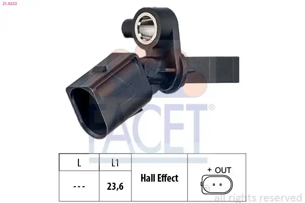 FACET 21-0222 | Tekerlek Hız Sensörü Sağ Arka Arona Ibiza Kamiq Scala Polo 17 Chyb Dfna Dkla Czpc Dkzc Dpca