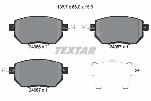 TEXTAR 2405601 | Fren Balatası Navara Pathfinder Qashqai 03 06 Ön