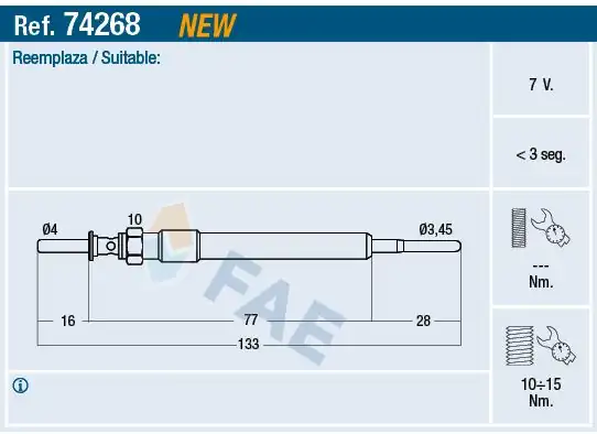 FAE 74268 | Kızdırma Bujisi Corolla Auris Verso 1 6 D4d 2015 N47 N47n N57