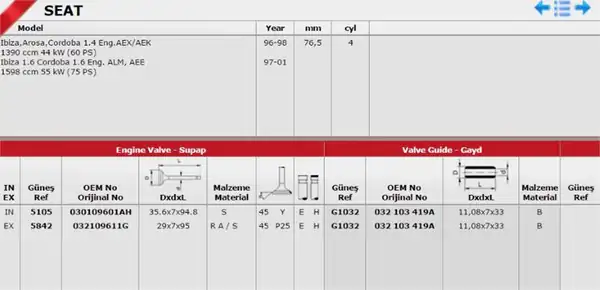 GÜNEŞ 5105-5842 | Subap Takımı VW Polo 1 6 8v AEE Caddy Polo CLS Cordoba Ibiza Fabia 94 03