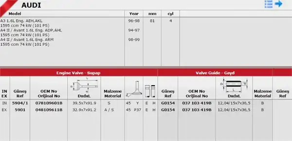 GÜNEŞ G0154 | Takım Gayd 8v Volkswagen Golf 19 TDI AVF Awx AGR AFN ALH Aey Ahh BJB