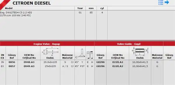 GÜNEŞ 08560857 | Takım Subap 16v Fiat Scudo Peugeot Partner 2 0 JTD Dw10bted Dw12ted4 F1ae3481d