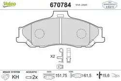 VALEO 670784 | Fren Balatası Ön (151mm) Ranger 2.5 TD 99= >