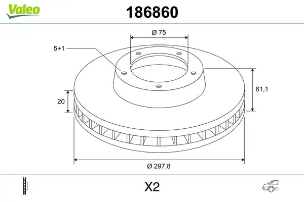 Valeo 186860 Fren Diski Arka Takım X2 Bmw Serıe 5 E39 95 04 2 0 D 2 0