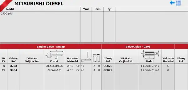 GÜNEŞ 37633764 | Takım Subap Mitsubishi L200 2 5 Dizel 4d56