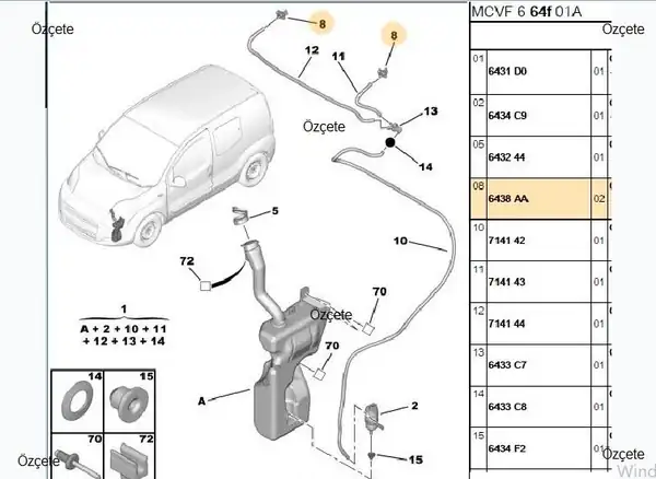 BİTAPART BPE309390 | Ön Cam Fiskiye Memesi Peugeot Bipper Fiat Fiorino